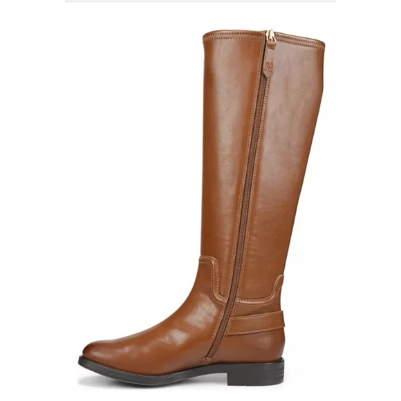 Franco Sarto Classic Ridding Knee High Boots SZ 7 M WIDE CALF Cognac Brown - Picture 3 of 14